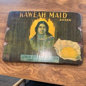 Kaweah Maid Brand Wooden Sign California Sunkist Lemon cove vintage